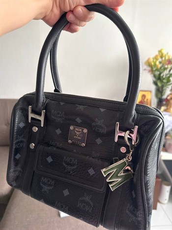 MCM Visetos Black Boston Bag