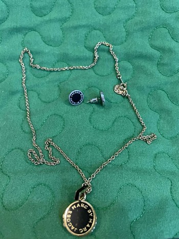 Marc Jacobs ( Earing  & Neclace ) Logo disc Pendant and earing