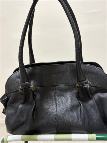 Agnes B. Black Leather Shoulder Bag